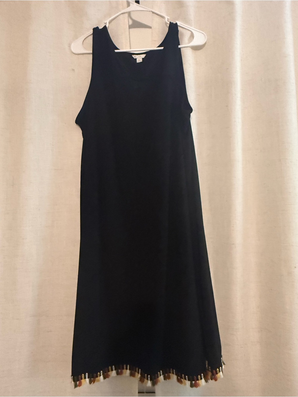 Black Sleeveless Maxi Dress with Tassel Hem